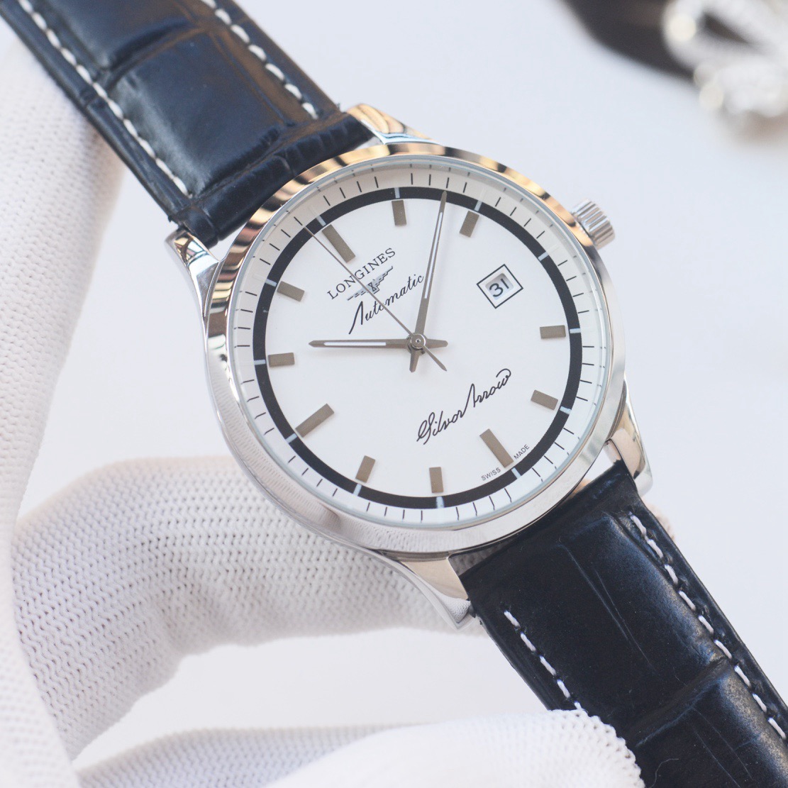 Longines 40 mm Réplique automatique de haute qualité - Bracelet en acier et cuir suisse 1139503673