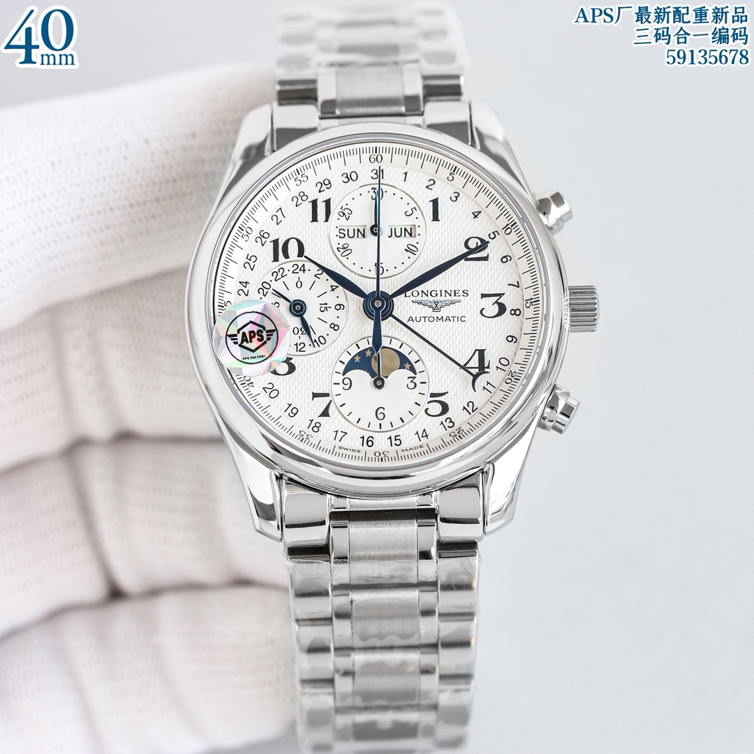 Longines Master Collection Réplique de l'horloge à 8 aiguilles avec phases de lune - Super Clone 1:1 1151836416